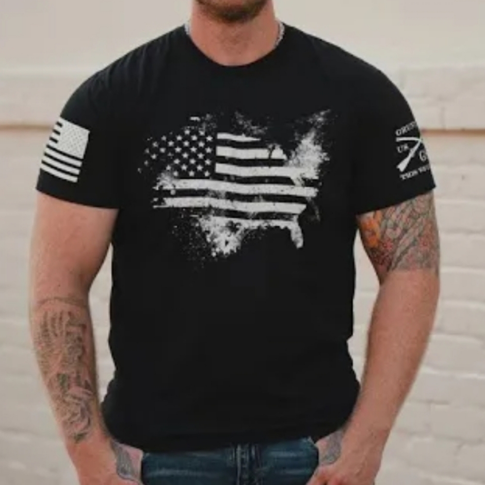 Grunt Style Men's Black American Acid‎ Patriotic USA Short Sleeve T-Shirt Medium